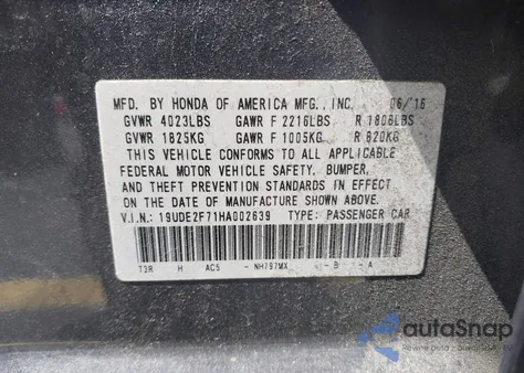 2017 Acura Ilx Premium Package/Technology Plus Package из США, поврежденный, VIN 19UDE2F71HA002639